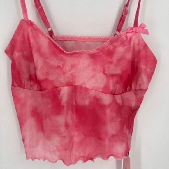 NWT Micas Pink sheer Ruffle Hem Crop Cami Tank Top Whimsical Fairy Small Cami - Picture 6 of 10
